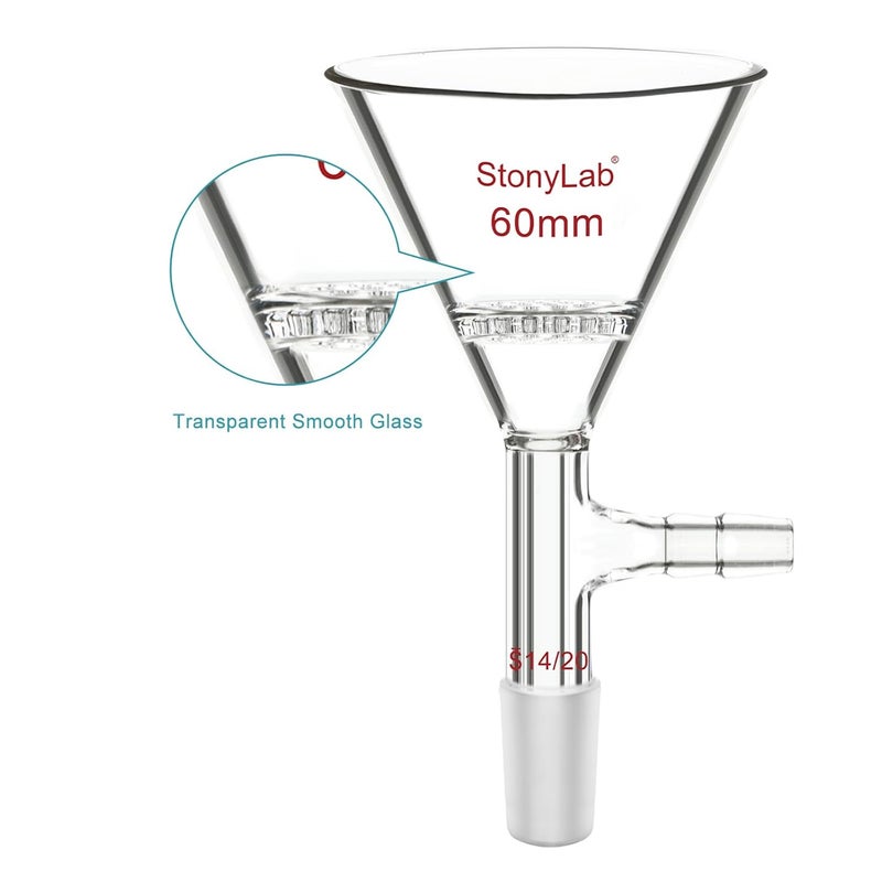 stonylab Borosilicate Glass Triangular Filtration Funnel, Vacuum Filtration, Efficient Filtering, 14/20 Joint, 60mm Diameter, Ideal for Laboratory Filtration Processes - Image 3